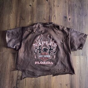 1997 custom dyed distressed crop Harley Davidson shirt